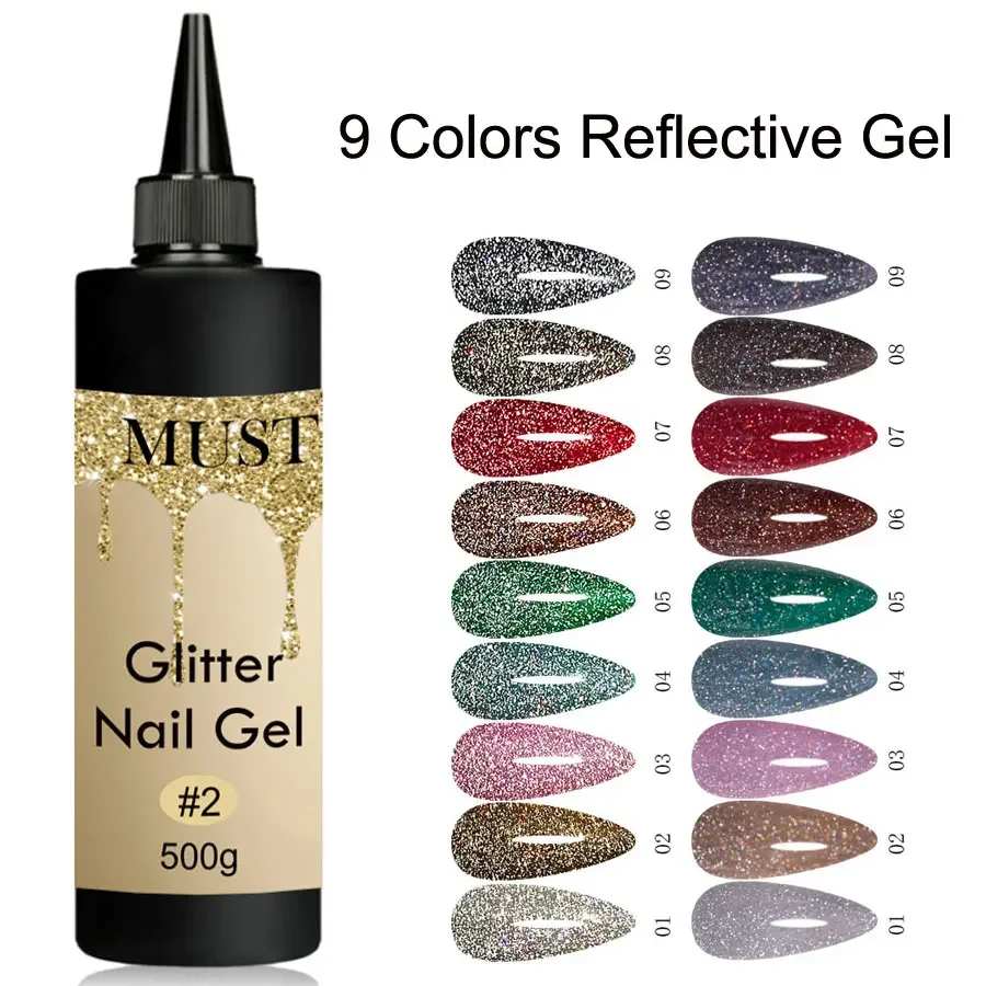 500g Reflective Broken Diamond Glitter Disco Nail Gel Polish Sparkling Auroras Laser Semi Permanent Shiny Sequins UV Gel Varnish