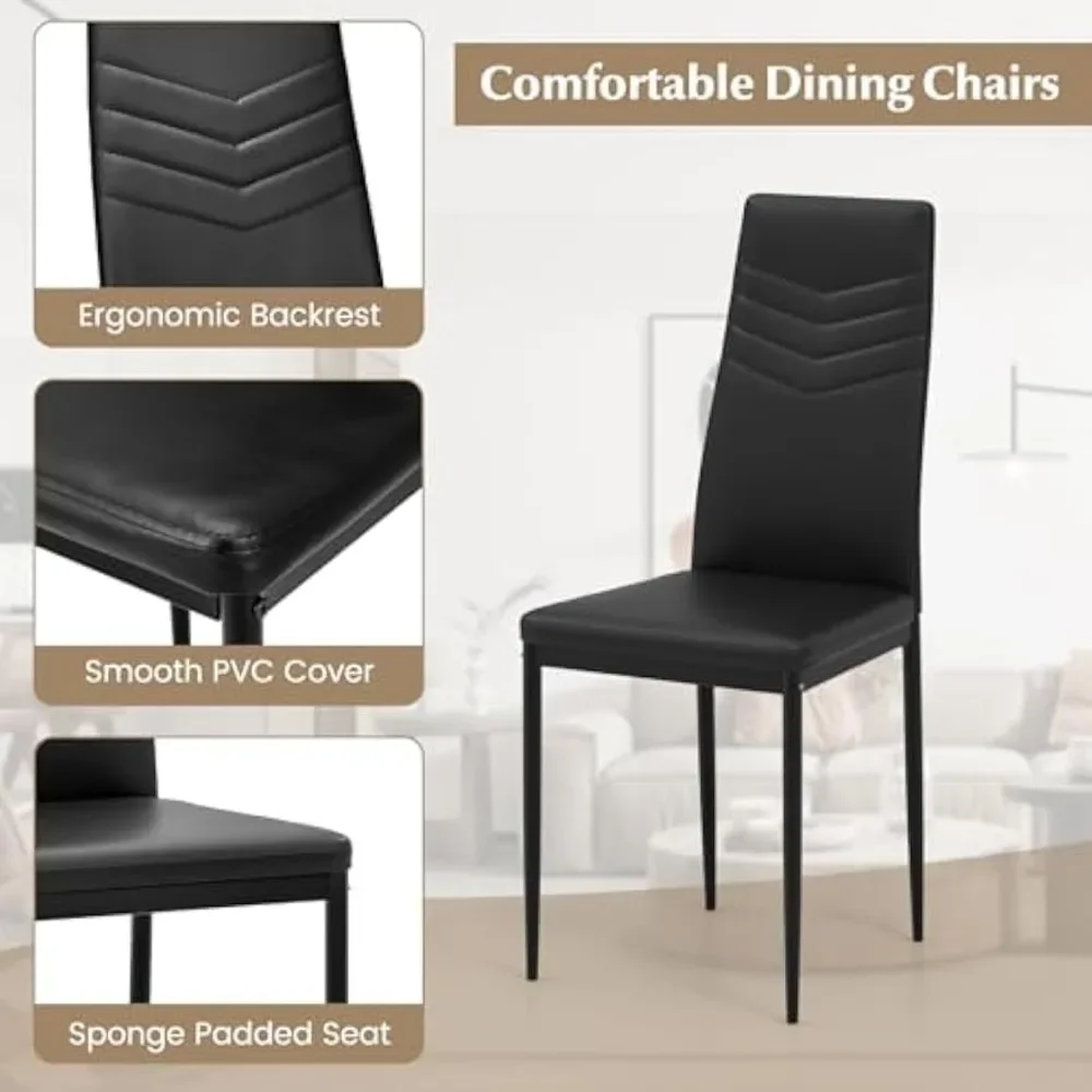 Ensemble de table à manger pour 8 personnes, ensemble de table de cuisine rectangulaire moderne avec 8 chaises de salle à manger en cuir PVC