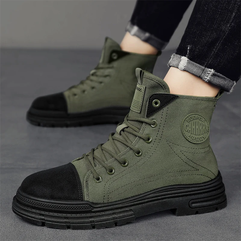 CYYTL Mens Boots Casual Canvas Shoes Winter Designer Luxury Ankle Platform Motorcycle Chelsea Tactical Cowboy Combat Work Hiking