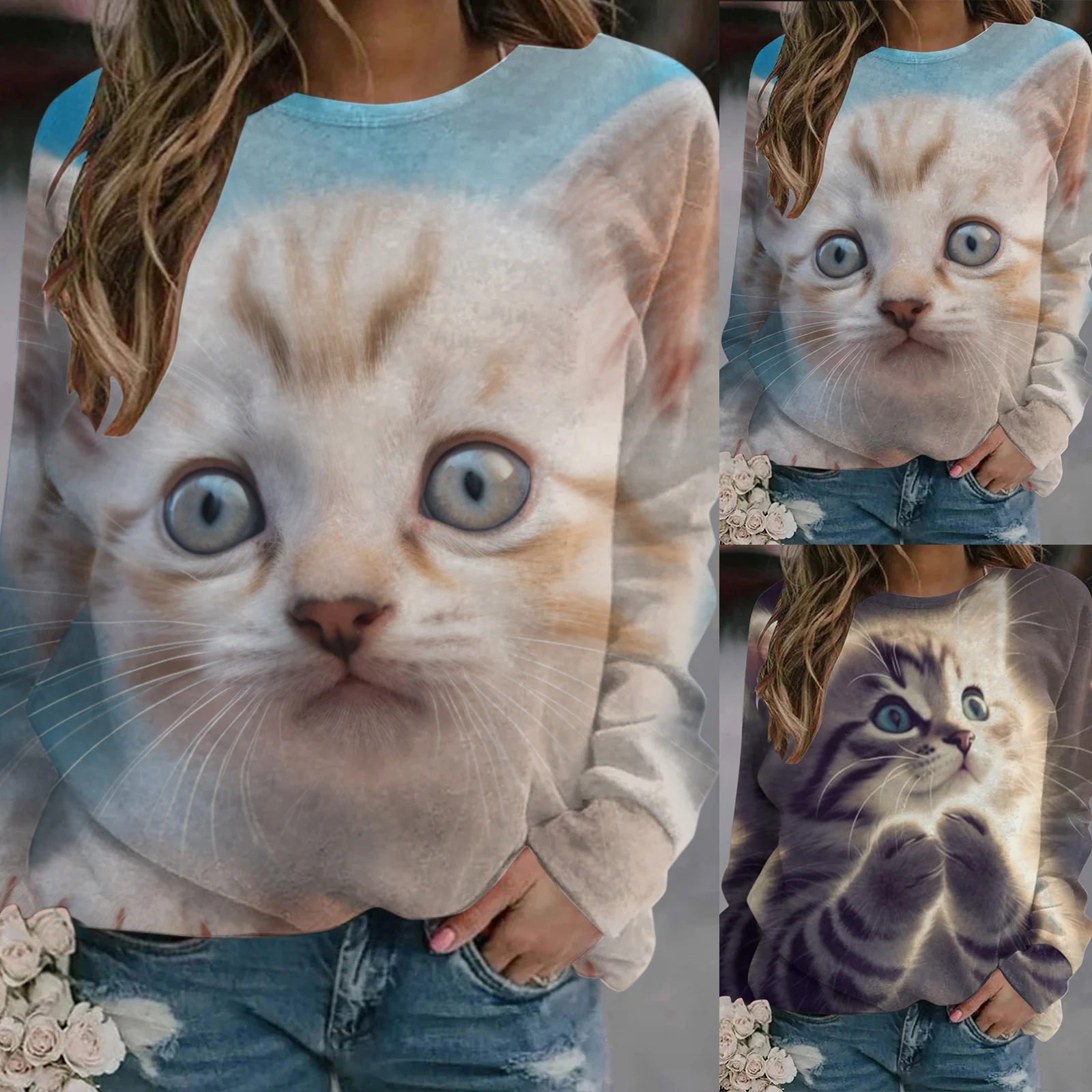 Autumn Kitten Hoodie Women 3d Printing Cute Cat Fashion Tops 2023 New Harajuku Animal Sweatshirt Long Sleeve Pullover Clothing