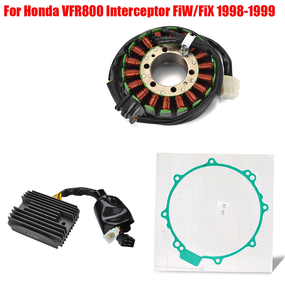 VFR 800 Engine Stator Coil+Voltage Regulator rectifier With Gasket For Honda VFR800 Interceptor FiW/FiX 1998-1999