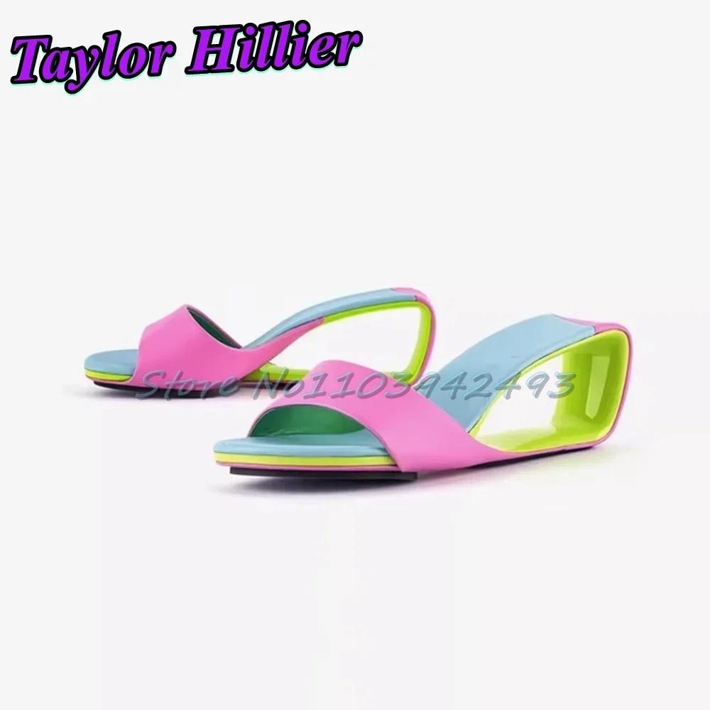 Candy Color Heeled Sandals Open Toe Heels Strange Style One Strap High Heel Women Luxury Designer Shoes Summer Patchwork Mules