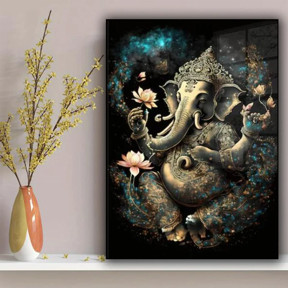 Ganesh Hinduism DIY Diamond Painting New 2024 Diamond Mosaic Religion Art Jewel Cross Stitch Kit Embroidery Lotus Home Decor