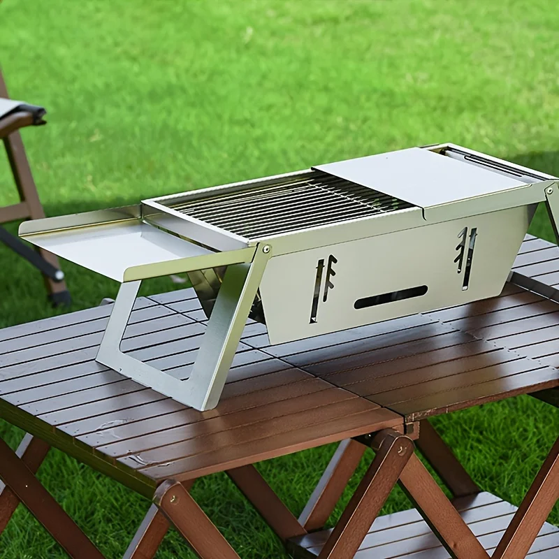 Portable stainless steel BBQ grill-foldable, food grade, for outdoor camping