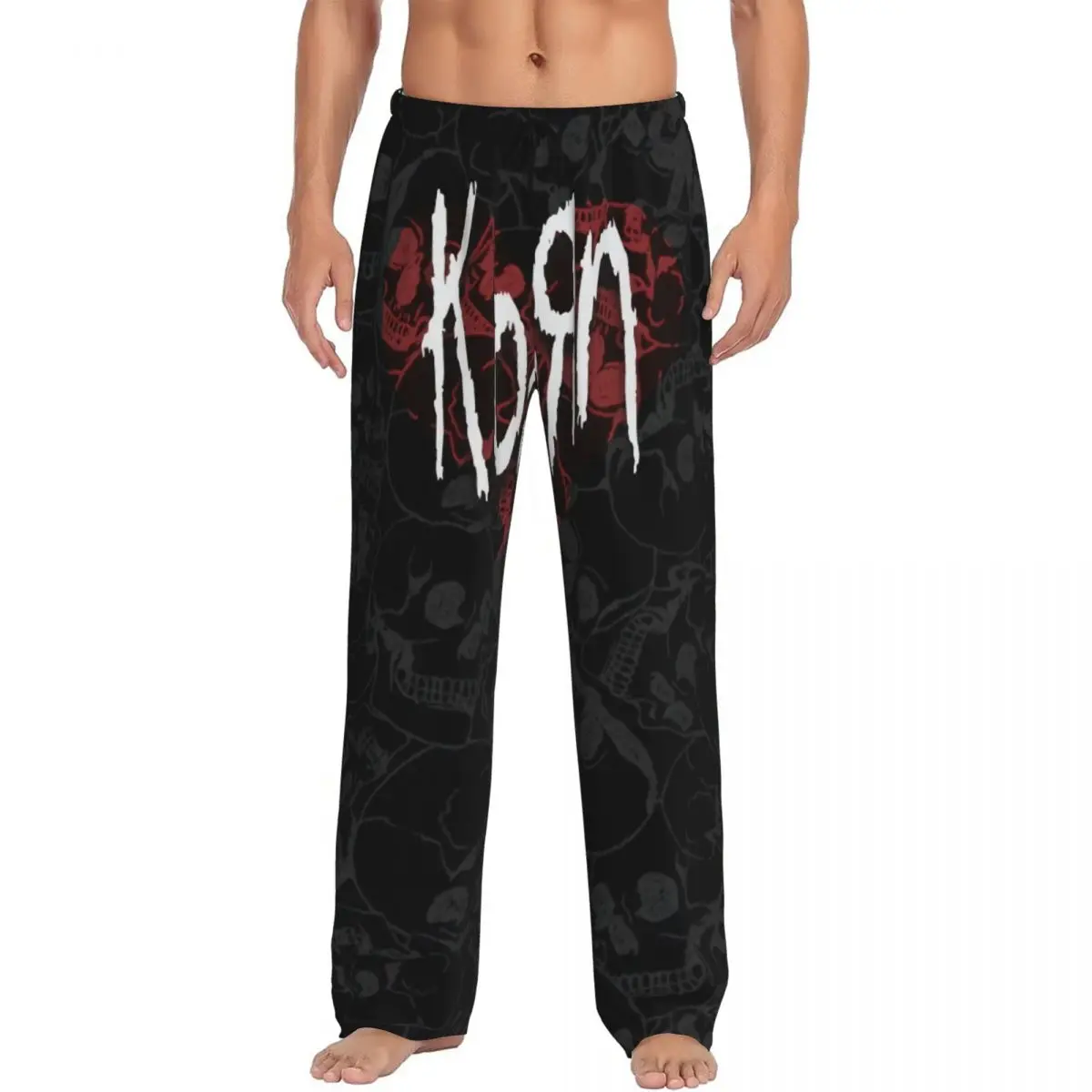 

Custom Korns Heavy Metal Music Pajama Pants for Men Rock Roll Lounge Sleep Stretch Sleepwear Bottoms with Pockets
