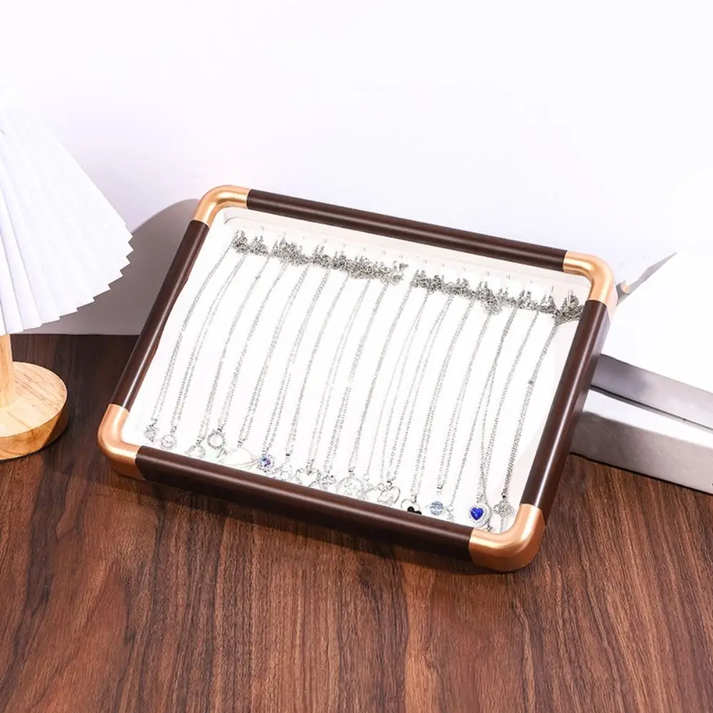 Velvet Wooden Jewelry Tray Necklaces Bracelets Earrings Rings Jewelry Display Tray Large Capacity Storage Box Jewelry Organizer