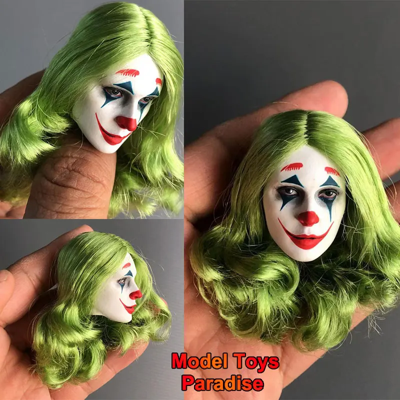 WOLFKING WK89022 1/6 Women Soldier Joker Head Carving Green Curly Hair Transplant Head Sculpt Fit 12inch Action Figure Body