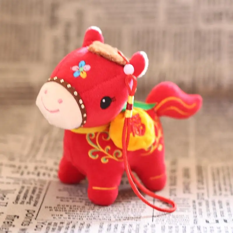Pluszowe zawieszki na klucze z motywem konia, maskotka roku konia, szczęśliwy kucyk, zawieszka do samochodu, dekoracja domu, prezent na Boże Narodzenie