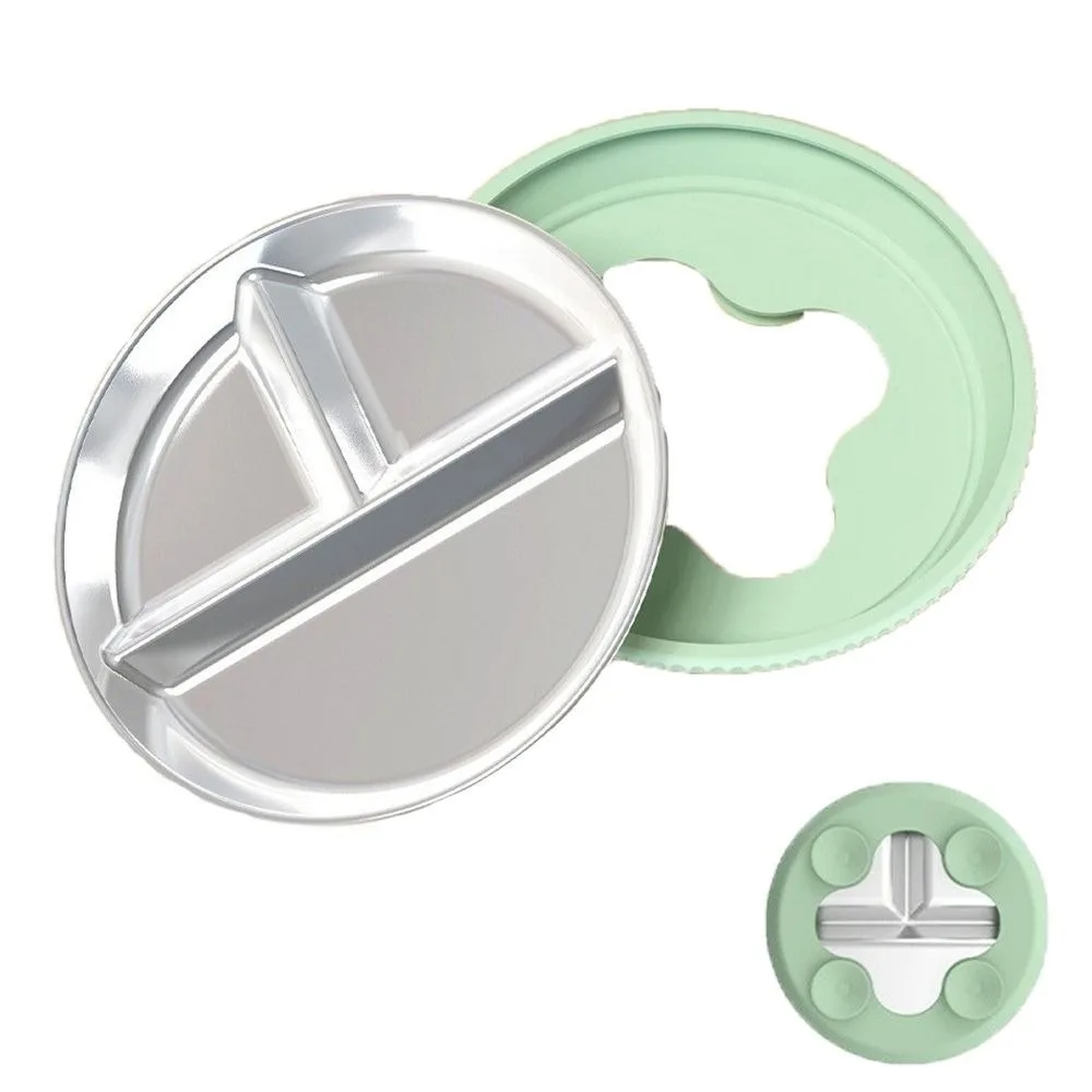 

Силиконовые тарелки на присоске с разделенным дизайном, съемные детские тарелки из нержавеющей стали 304, 3 сетки, нескользящая посуда, не содержит BPA