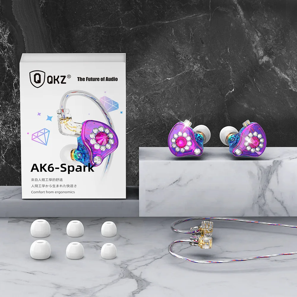 QKZ AK6 Spark Universal HIFI Earphones for Live Streaming Mobile Phone Broadcast Monitoring Long Meter Special Earphone