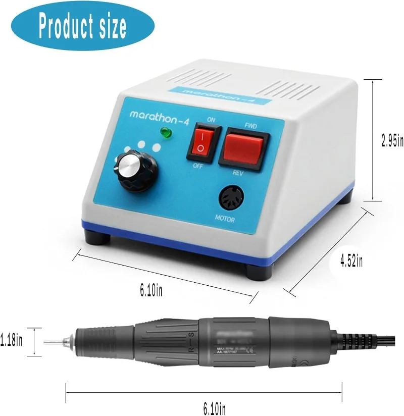 マラソン-4 マイクロモーター電気ラボジュエリーネイルドリルマシンポリッシュ N3 カーボンブラシハンドピースドリルセット歯科ラボ機器