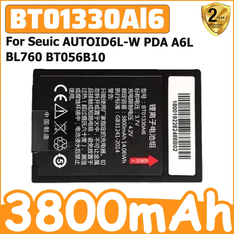New BT01330Al6 3800mAh Battery for seuic AUTOID6L-W PDA A6L BL760 BT056B10