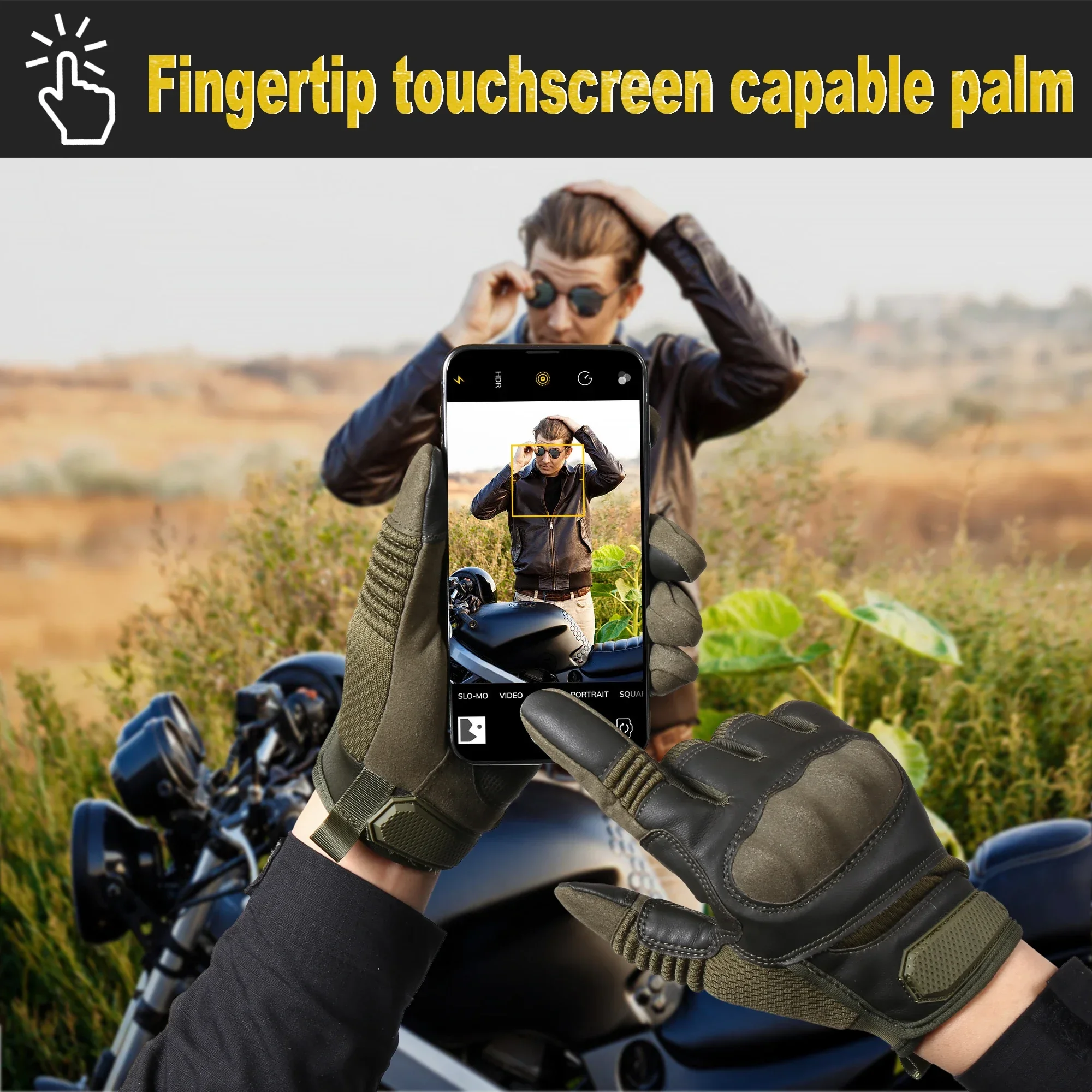 Touchscreen Leather Tactical Glove Outdoor Riding Cycling Combat Airsoft Shooting Paintball Hunting Sport Full Finger Gloves Men