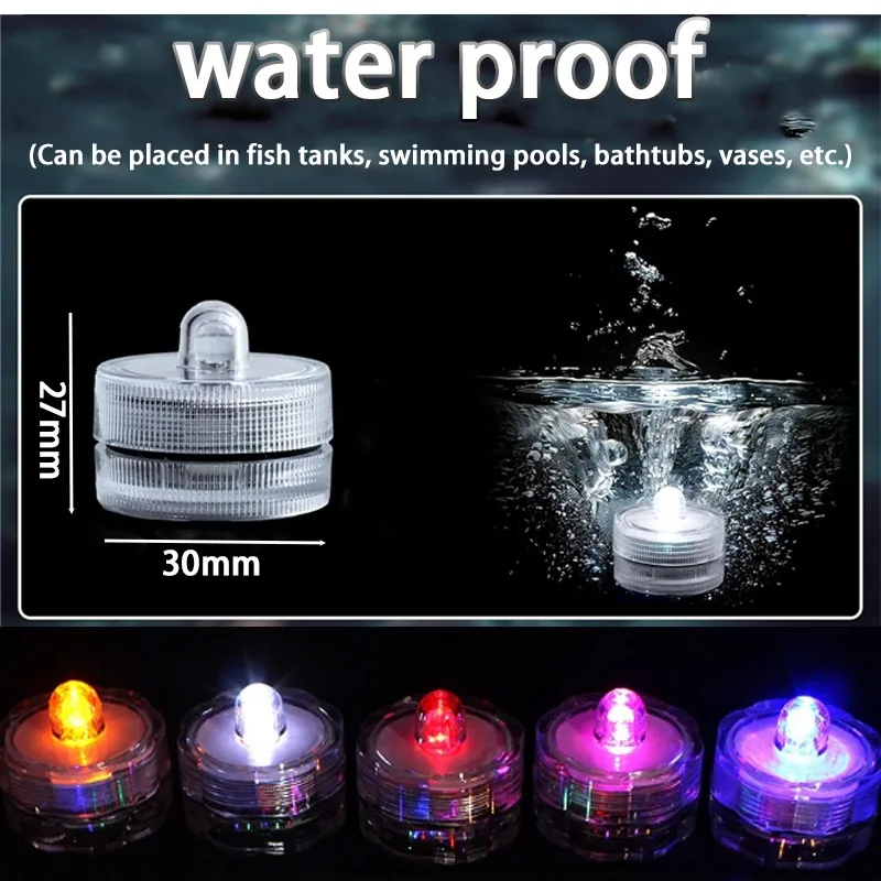 LED Flameless Candle Light Waterproof Underwater Submersible Pool LED Light for Fish Tank Vase Wedding Party Decoration