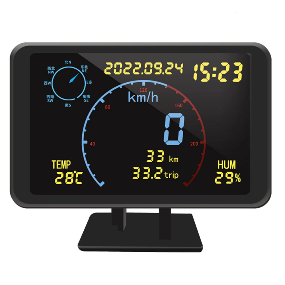 

DBm Tracking Sensitivity Car HUD Display Temperature Humidity Display Automatic Power On Off Car Mounted GPS Speedometer