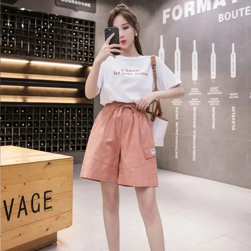 Loose Cargo Shorts for Women New 2025 Summer Korean-style Wide-leg Versatile Casual Shorts