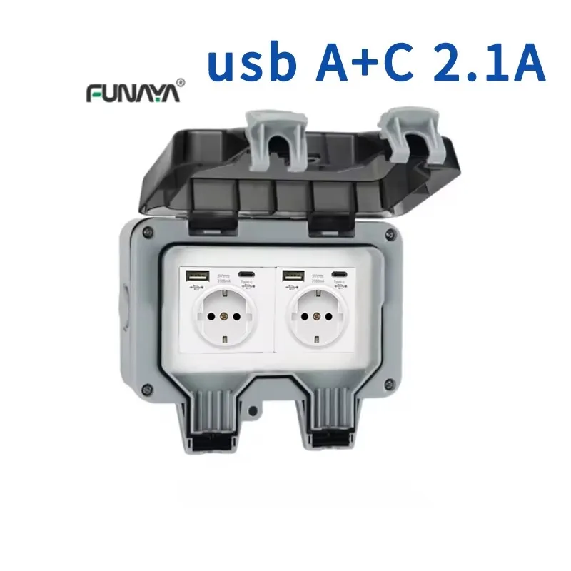 16A EU KR Outdoor Wall Waterproof Sockets Outlets Korea Electrical Power 110-250V IP66 Weather Dust Proof Outside Master Plug