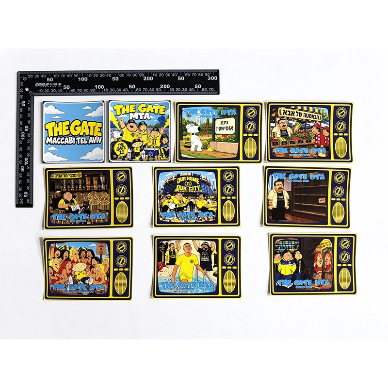 10 PCS/Set 9*9cm 9x13.5cm MTA Maccabi Fanatics Tel Aviv The Gate 11 Stikers for Bag Cup Wall Fridge TLSK096-105