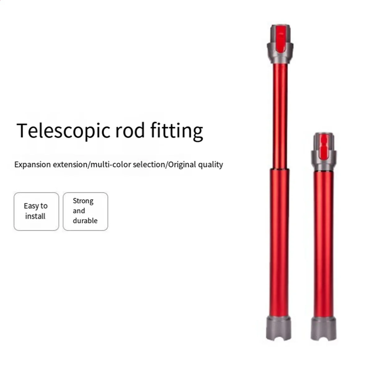 Haste de extensão telescópica para aspirador, barra de tubo reto, acessórios metálicos, liberação rápida, V7, V8, V10, V11