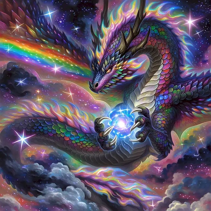 

5D DIY Diamond Painting Kit Magical Rainbow Dragon Full Drill Cross Stitch Full Square/Round Embroidery Mosaic Picture Home Deco