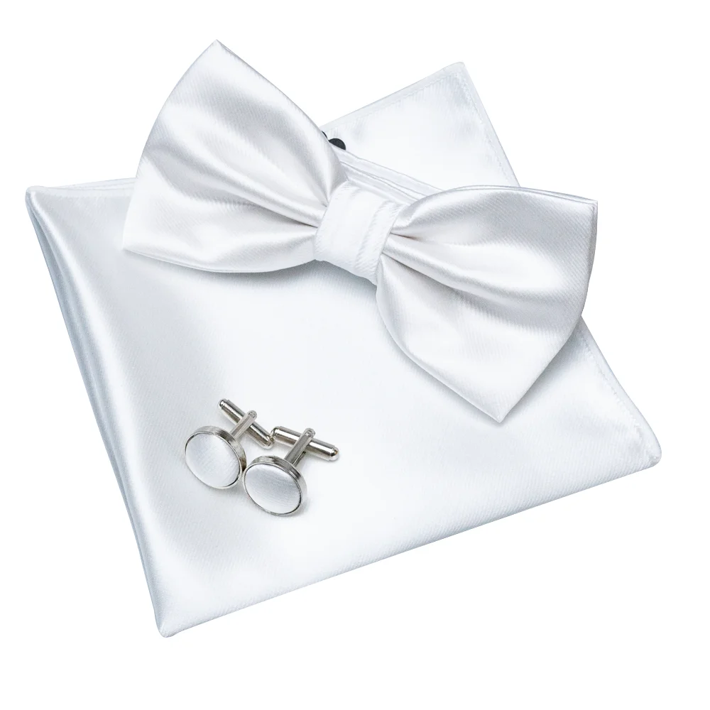 EASTEPIC Herren-Fliege-Sets, einschließlich exquisiter Manschettenknöpfen und weichen Taschentüchern, glänzendes Accessoire aus Satin für Männer bei Hochzeiten – Detail 4
