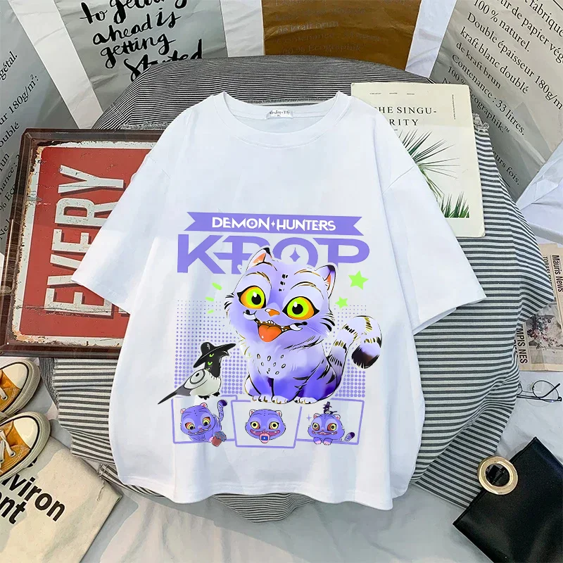 

Футболка Kpop Demon Hunters Saja Boys Huntrix, летняя одежда, милая футболка Derpy Sussie с героями мультфильмов, мужские и женские свободные повседневные топы большого размера
