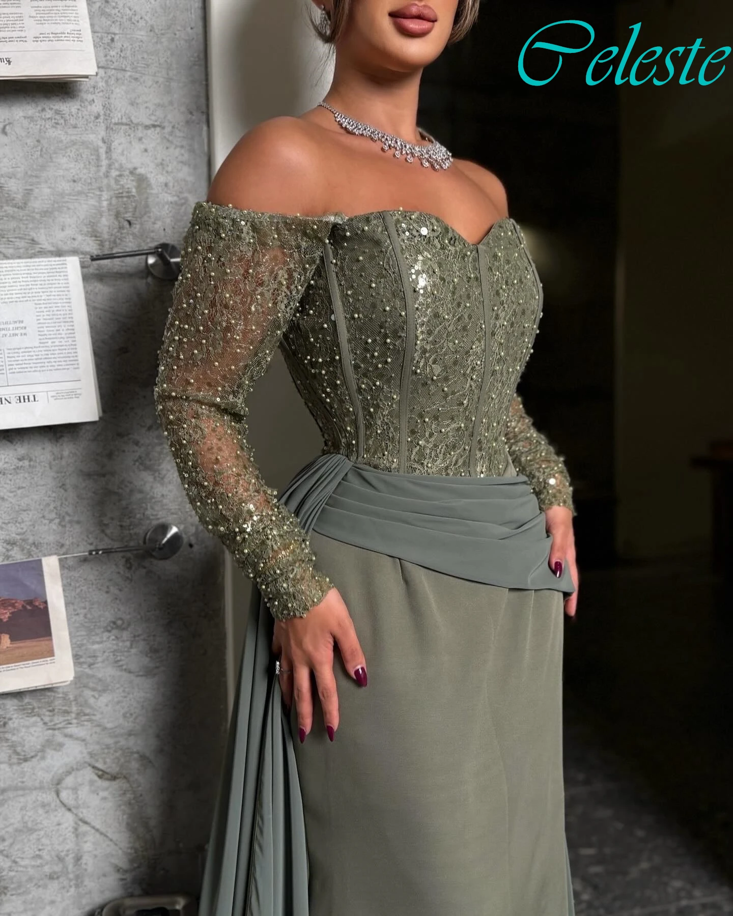 تخصيص مستقيم قارب الرقبة كاب كم فستان سهرة أنيق حساسة فساتين المشاهير مزاجه فساتين مناسبة مخصصة