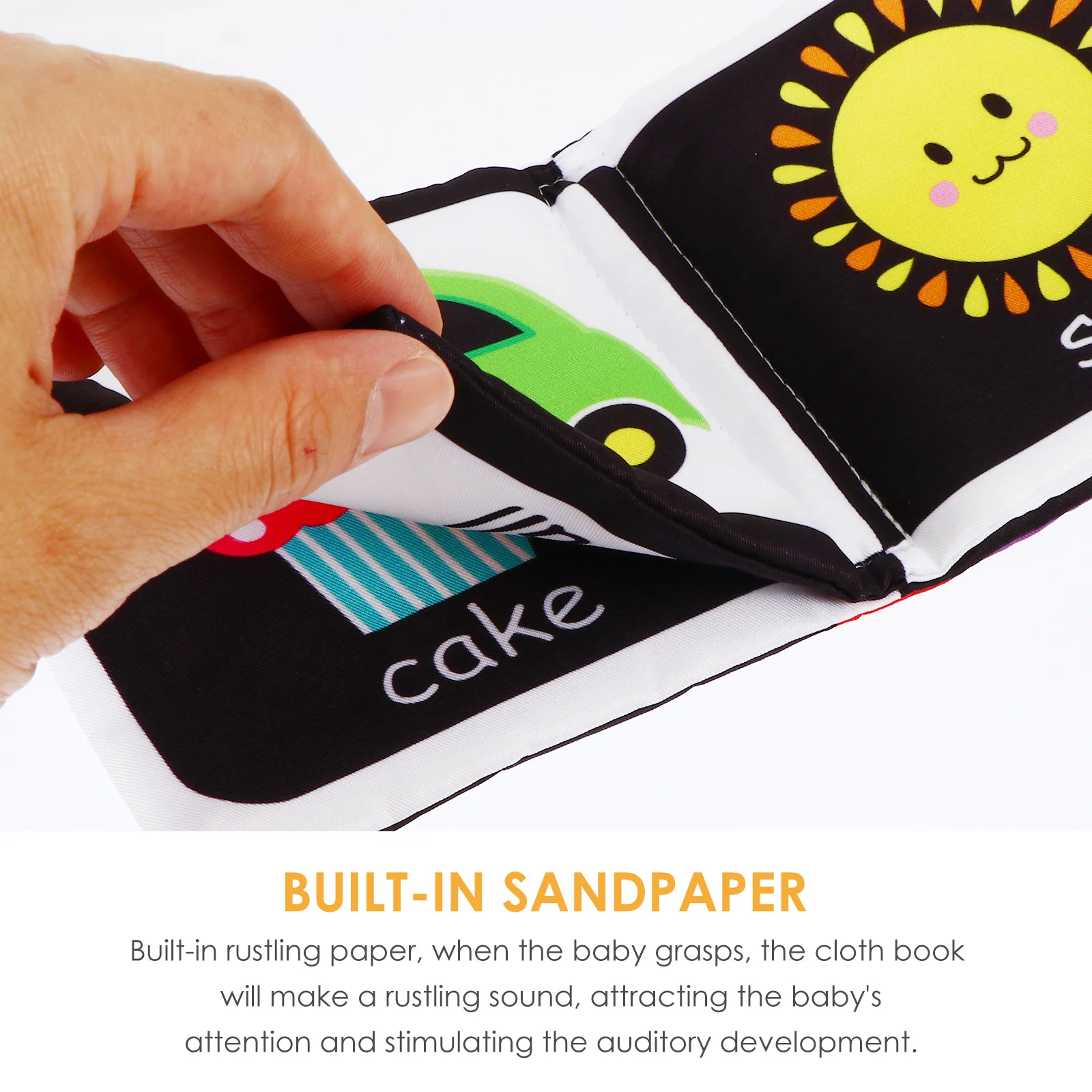 Zestaw 4 książeczek materiałowych dla niemowląt, edukacyjny prezent dla dzieci w wieku 6-12 miesięcy, rozwój sensoryczny, dźwięk chrastenia, materiał