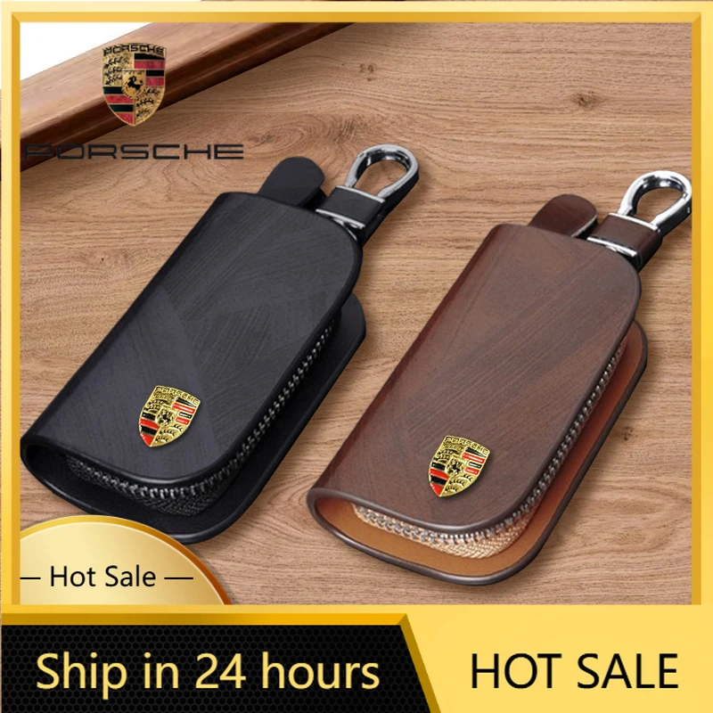 

Чехол для ключей с 3D металлическим логотипом из кожи для Porsche Cayenne, Panamera, Macan, 911, брелок-ключница для Porsche Cayenne, Panamera