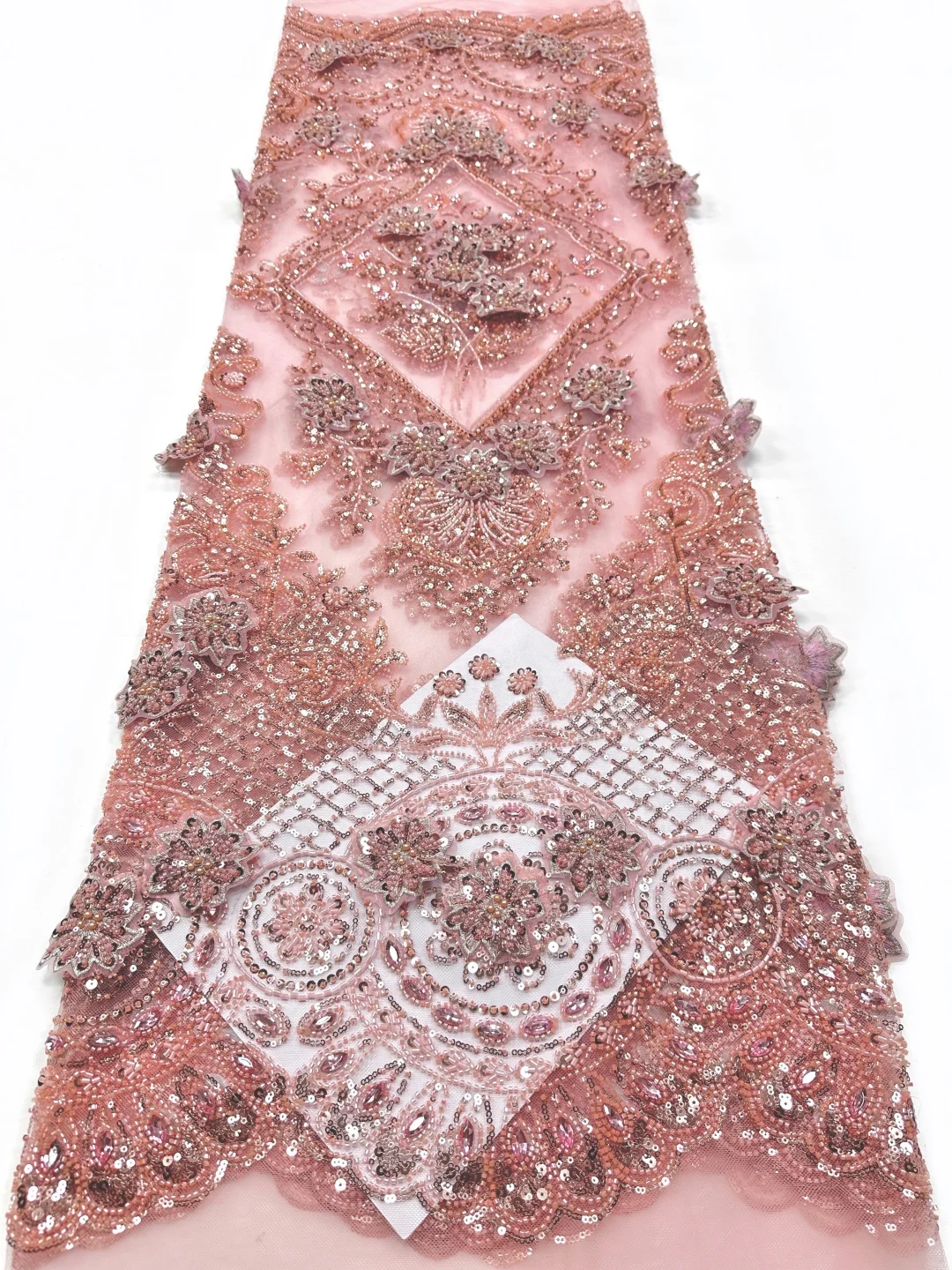 

Luxury African Nigerian Embroidery Groom Sequins Beads Lace Fabric High Quality French Heavy Lace Fabric Bridal Dress Sewing