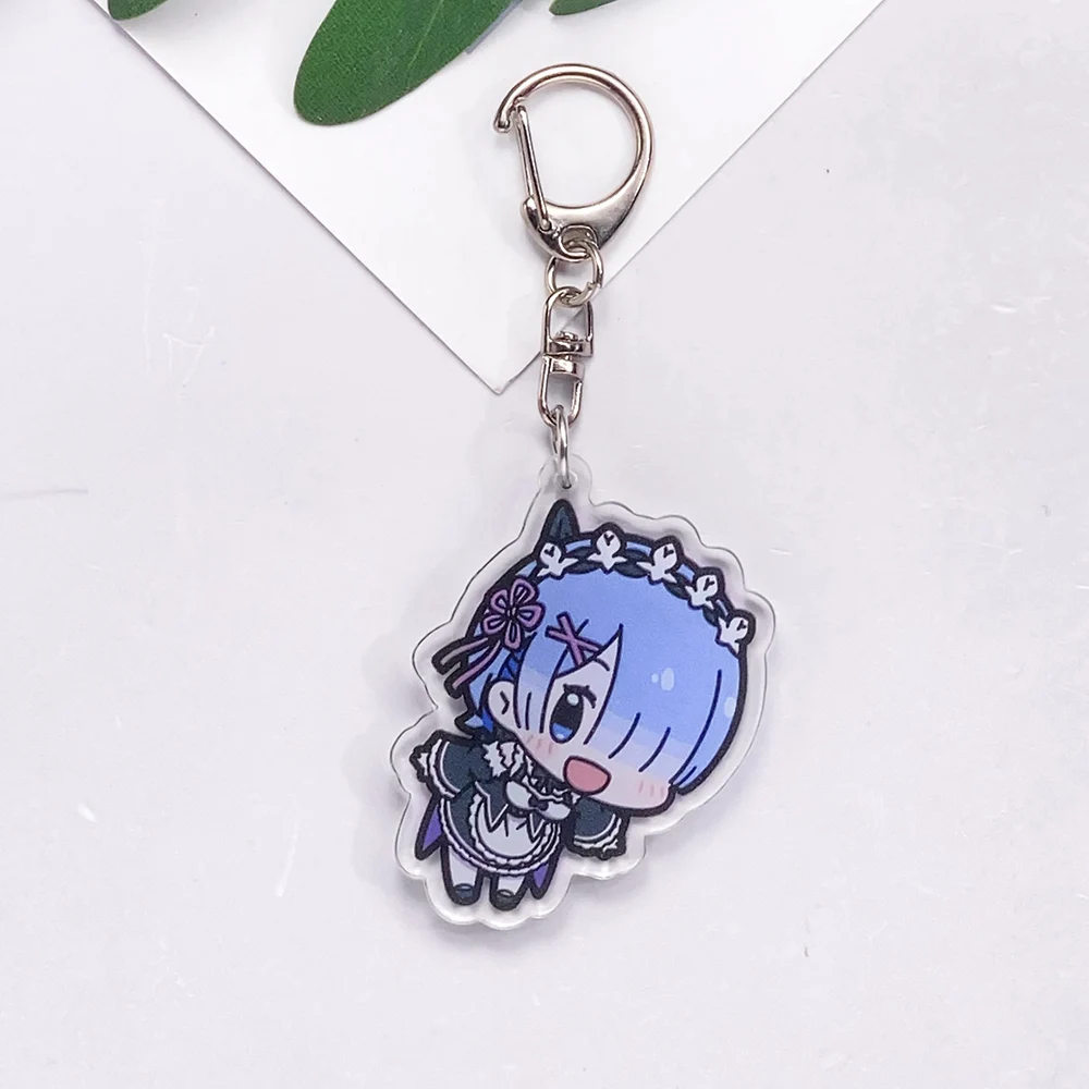 1/6Pcs Anime Re:ZERO - Starting Life in Another World Acrylic Car Keychain Accessories Cute Bag Charm Backpack Pendant Key Ring