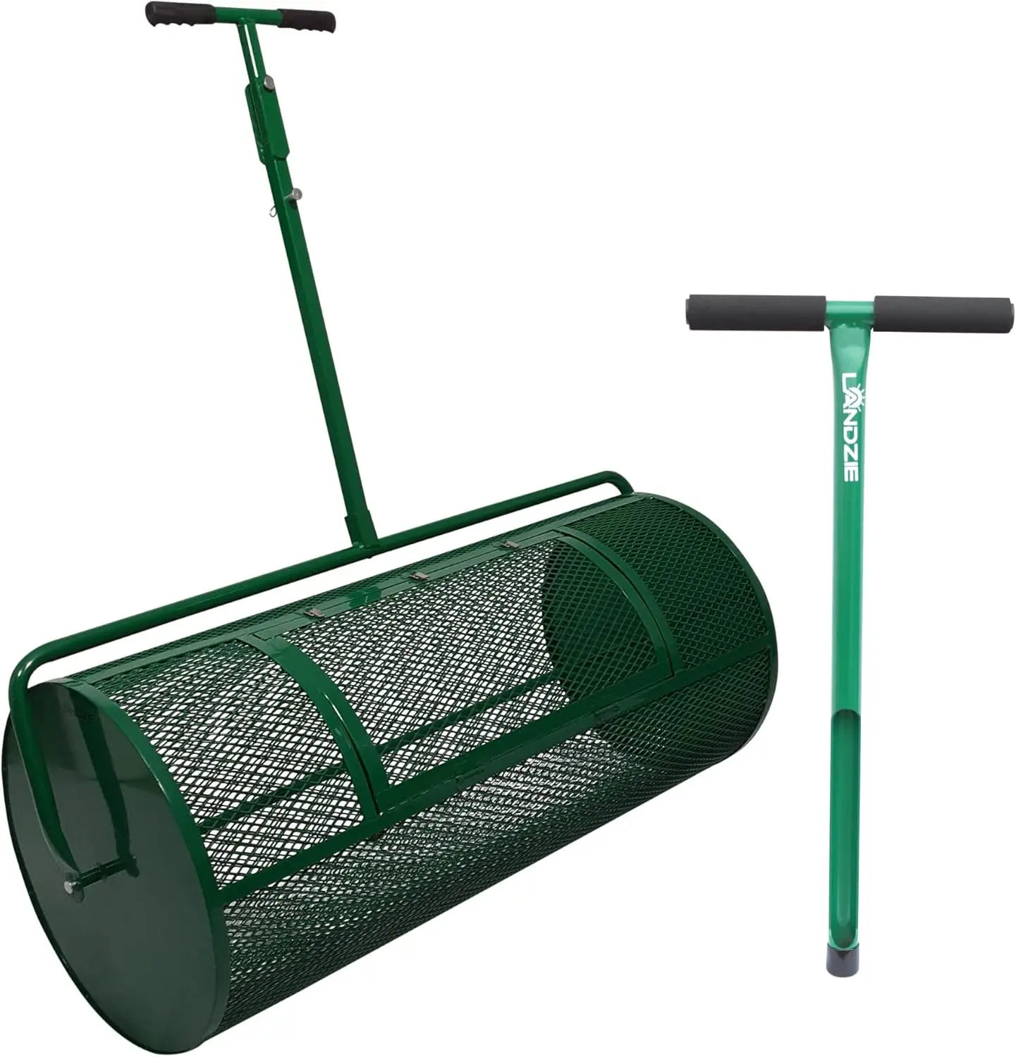 Dzie Kit de cuidados para gramado e jardim - Malha de 44 polegadas push/tear atrás do espalhador e sonda de amostrador de solo de aço de 20 polegadas - Teste de plugues de grama