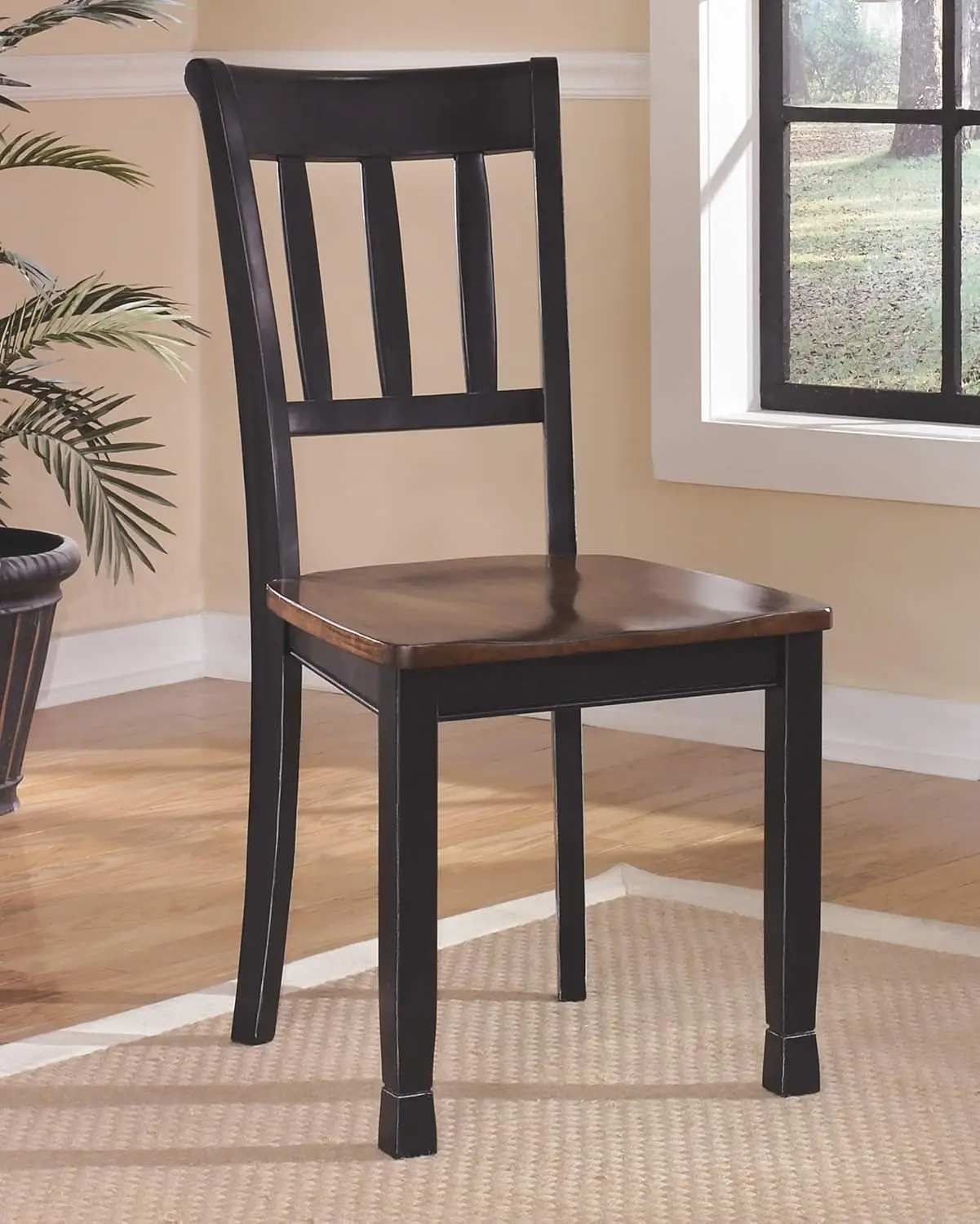 Owingsville Modern Farmhouse Dining Room Side Chair, Set of 2, Black and Brown