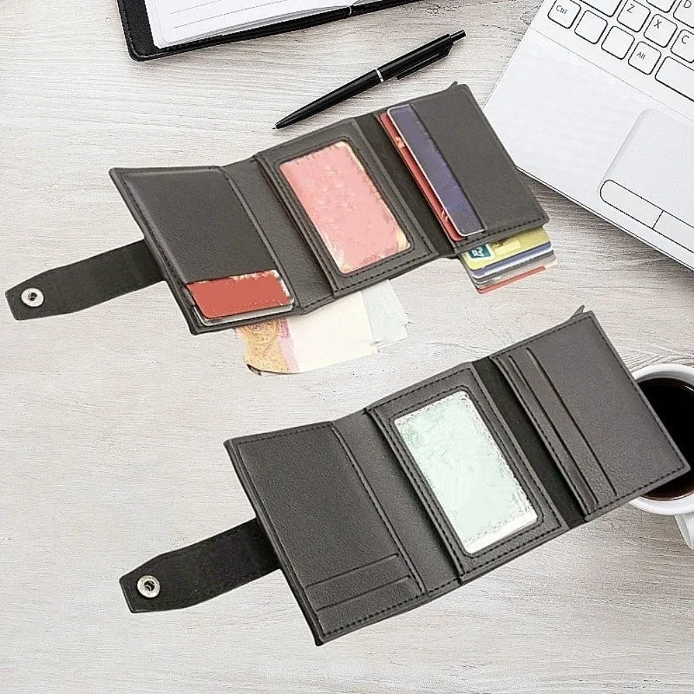 Fashion Anti Thief Men's Wallet Automatic Pop-up Solid Color Credit Card Holder Multifunctional Slim Cardholder Women