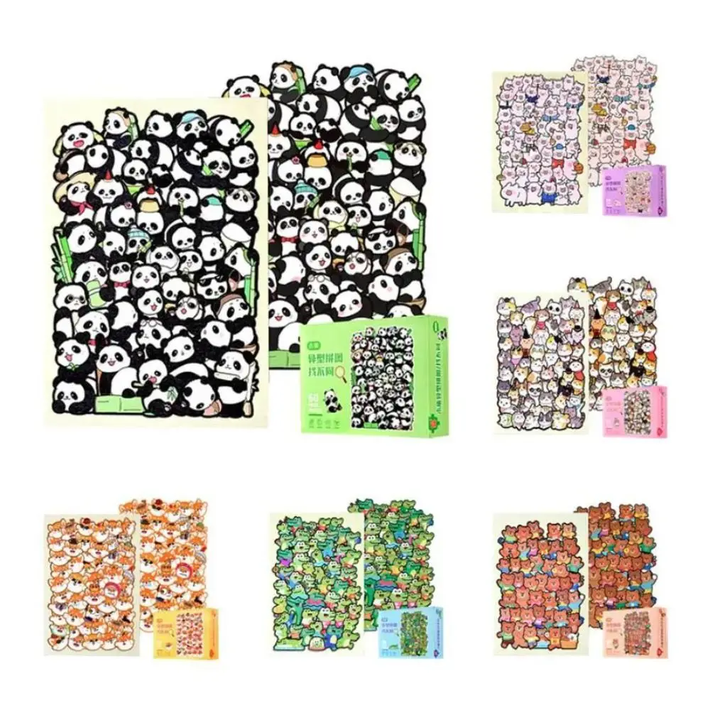 Irregular Shaped Animal Cat Jigsaw Puzzles Panda Wooden Cartoon Shape Puzzles Pig Crocodile Animal Shape Puzzles Desk Decoration