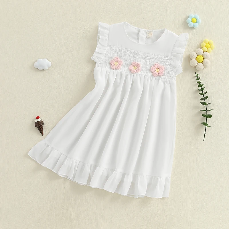 愛らしい女の赤ちゃん花柄ノースリーブフリルドレス夏のビーチウェディングパーティーカジュアル衣装かわいいドレスウェア