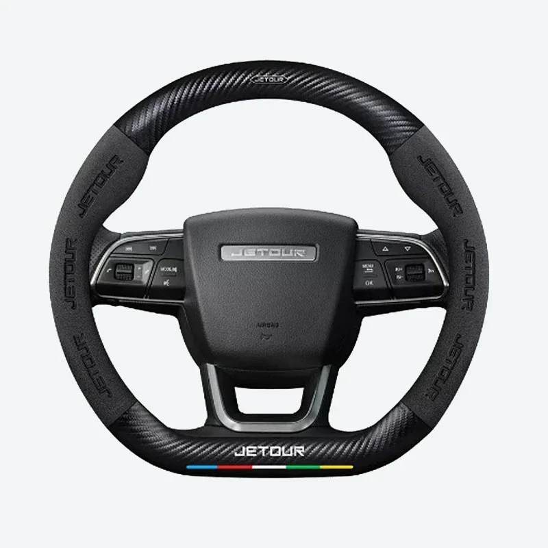 Suitable for JETOUR Series Chery JETOUR X70 X90 X95 Plus I-DM SUV Steering Wheel Cover D-type Carbon Fiber Leather 3D Embossed