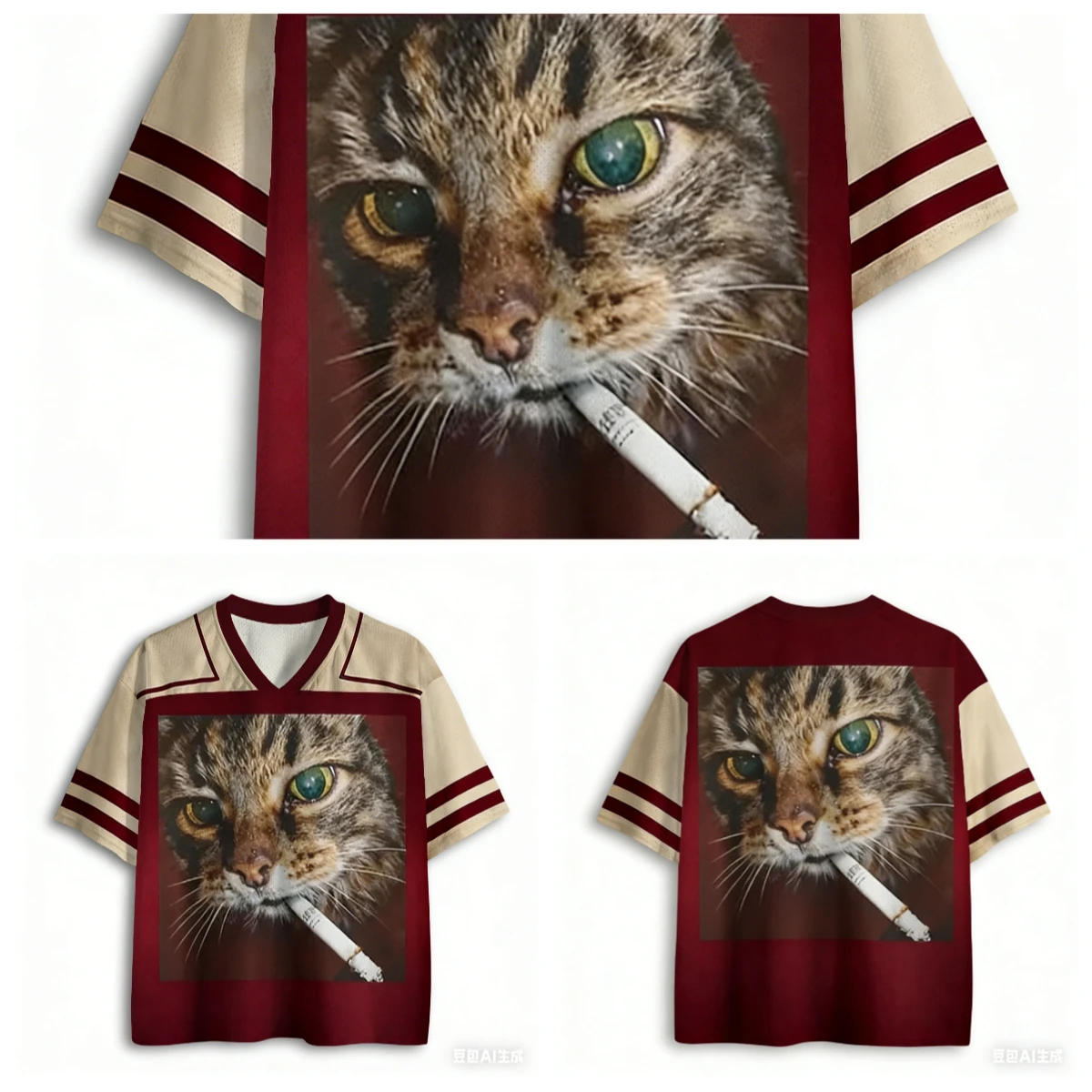 

Latest Adult and Children Social Cat 3D Print V-Neck Cartoon Animal Smoking Cool Cat Sports T-Shirt
