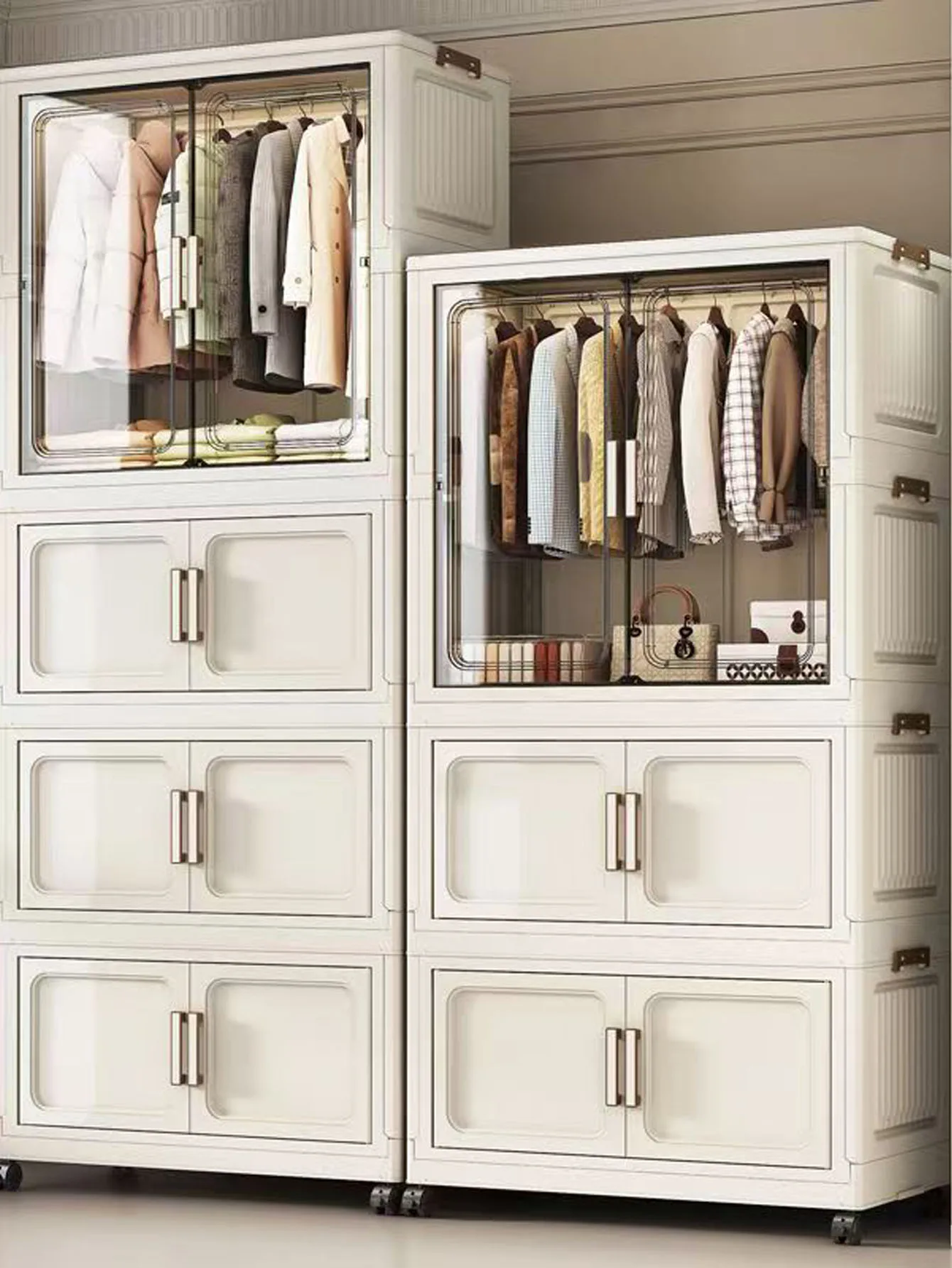 ベビーシンプルワードローブ家庭用子供服多層式組立不要収納キャビネットオーガナイザーベビークローゼット収納キャビネット