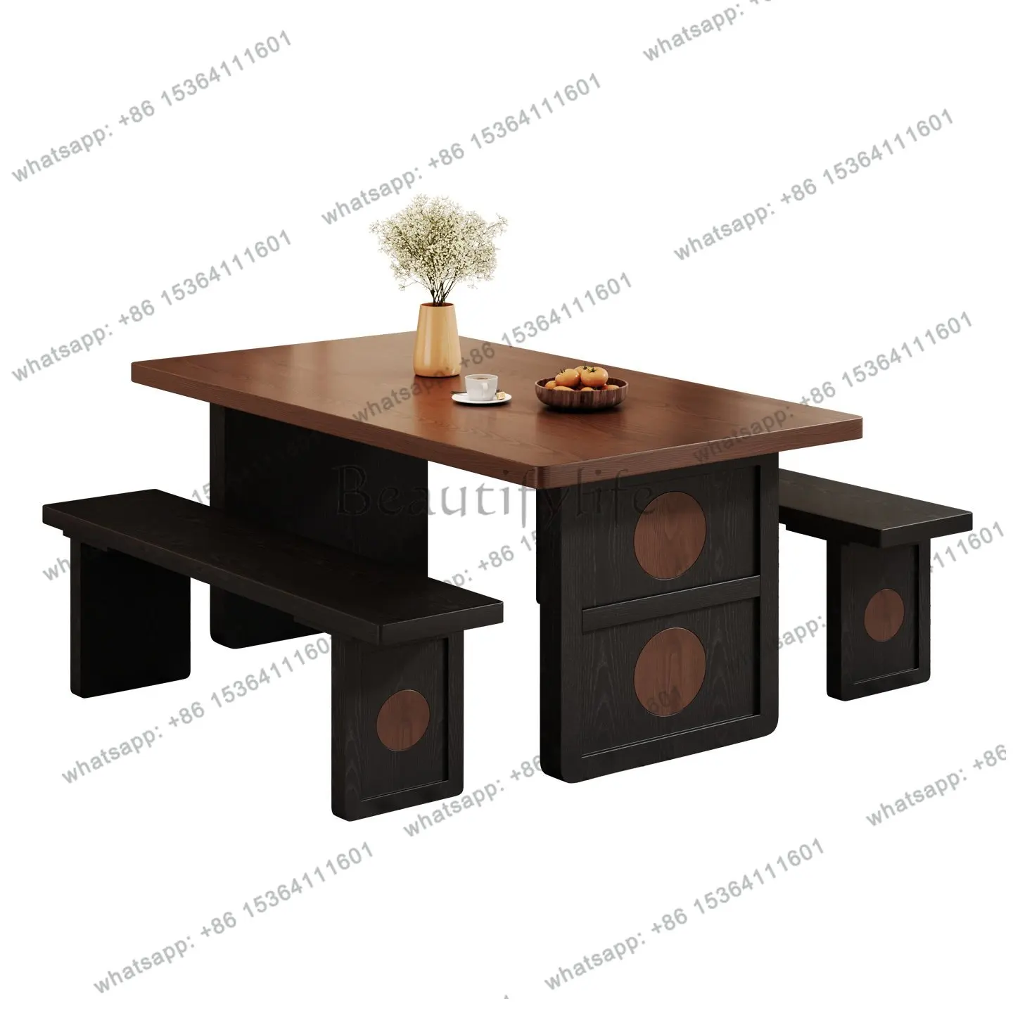 

Medieval style solid wood creative dining table, home living room, modern simple retro light luxury table