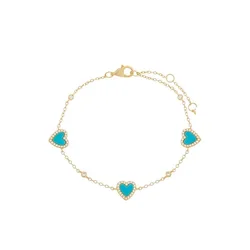 Classic Fashion Women Jewelry Gold Color Enamel CZ Heart Charm Link Chain Bracelet Whoelsale