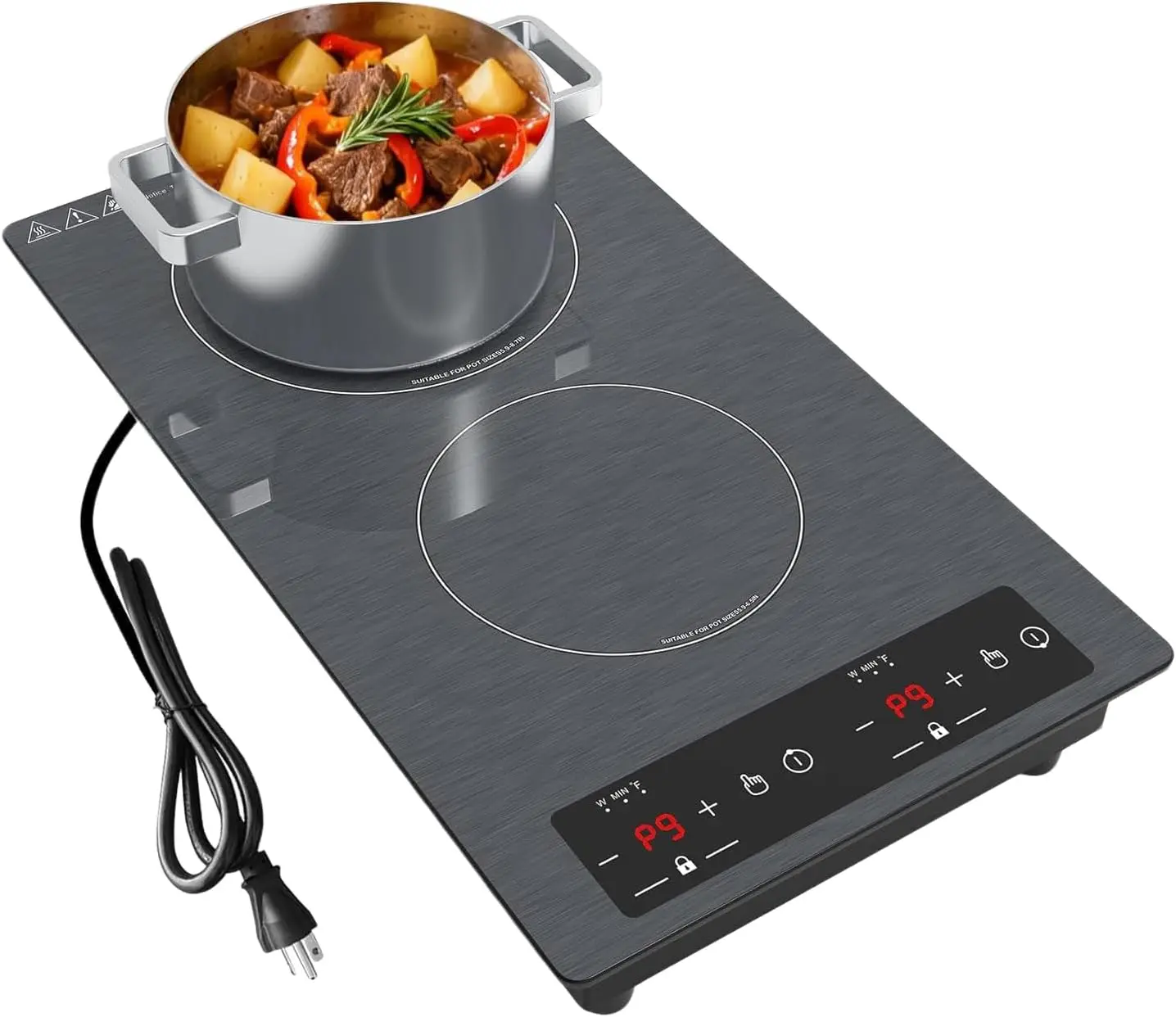 Double Induction Cooktop 110v-120v, 2300W Electric Cooktop 20 inch Hot Plate Electric Stove Top with Plug in, Built-in