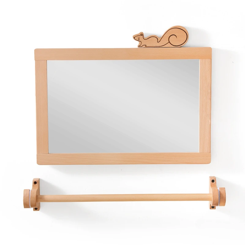 Armrest Cognitive Visual Stimulation Mirror Baby Hand Standing Early Education Training Solid Wood