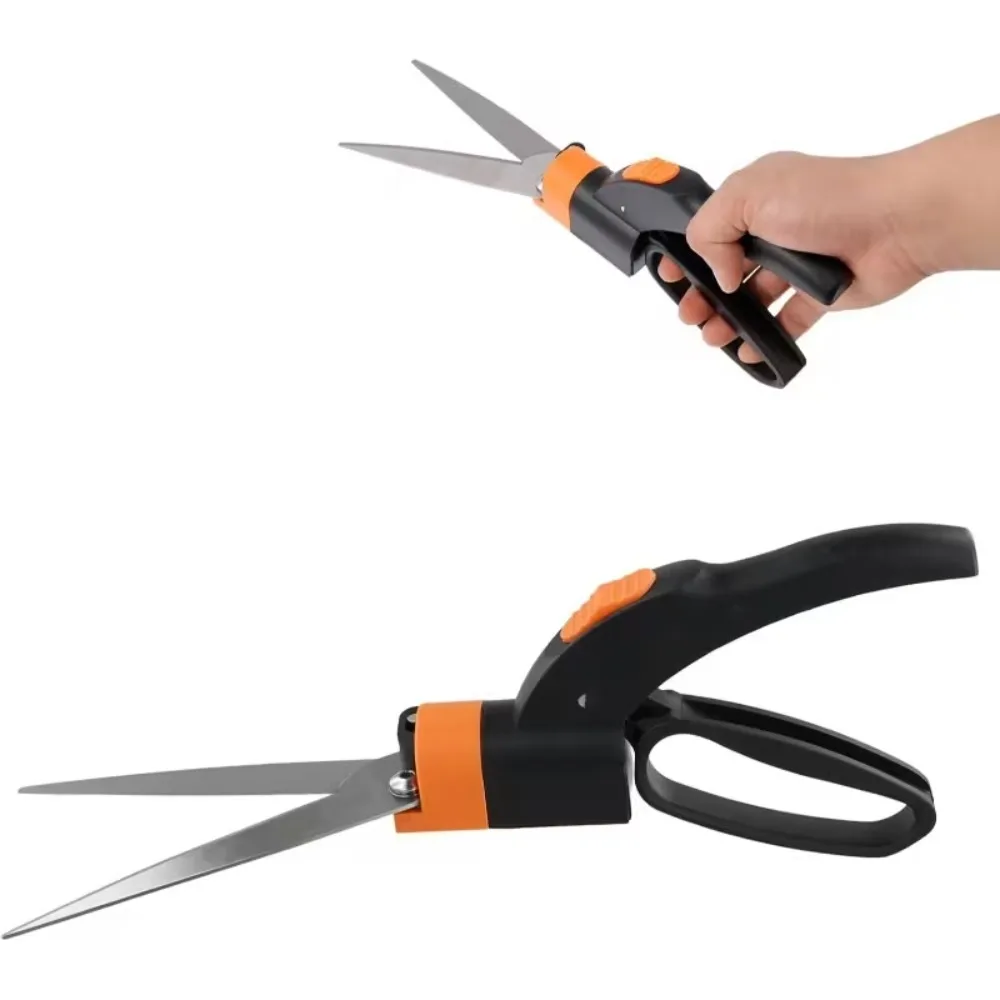 

Sharp Tip Garden Grass Trimming Shears 360 Rotation Handheld Lawn Pruning Scissors Multifunctional Hedge Shears