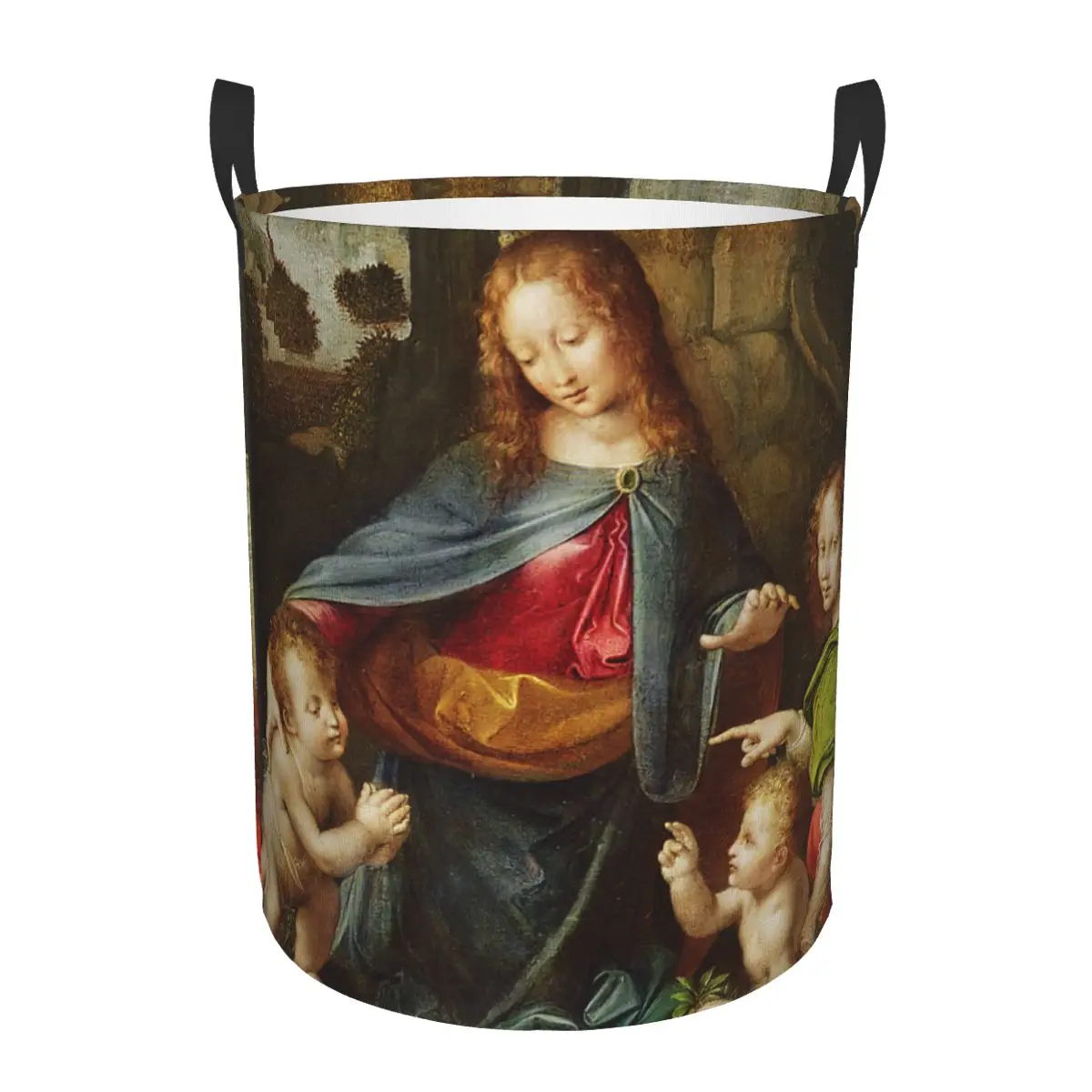 Leonardo Da Vinci Laundry Basket Foldable Virgin Of The Rocks Clothes Hamper for Baby Kids Toys Storage Bin