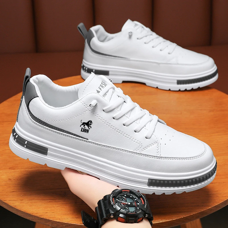 White men's shoes classic casual comfortable breathable plus size 38-45 shoes for men lion shoes