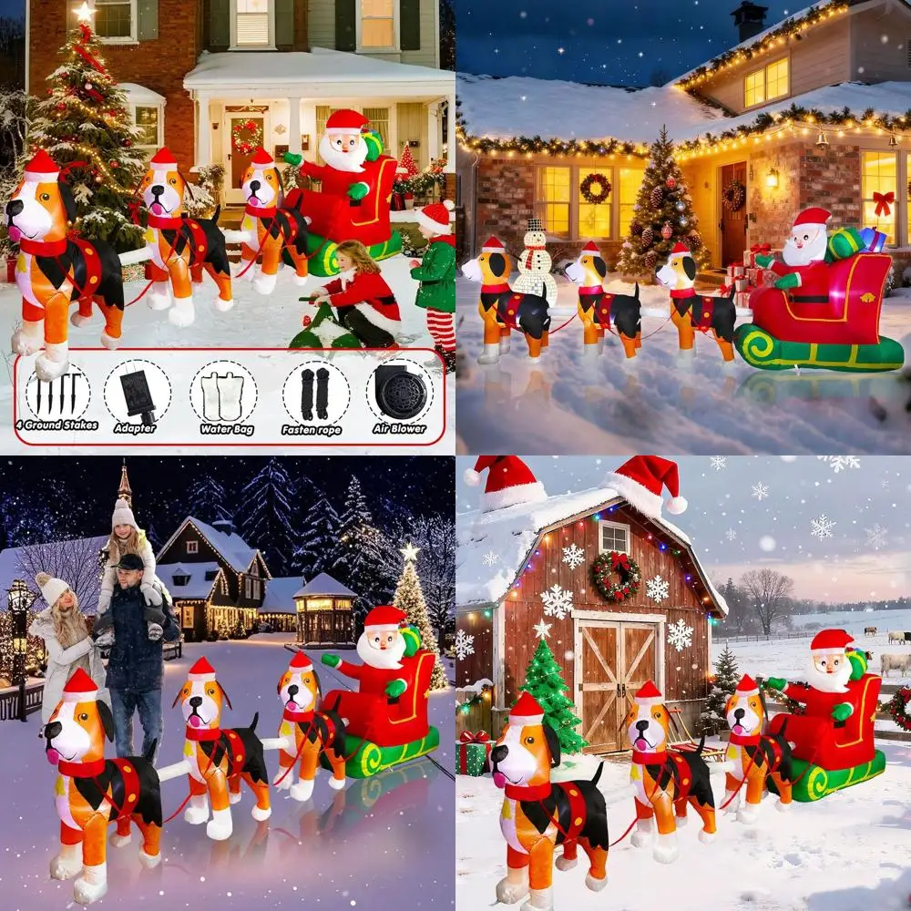 

12FT Tall Inflatable Santa Sleigh with Dog & Gifts, Outdoor Christmas Decoration for Yard, Home Holiday Fun
