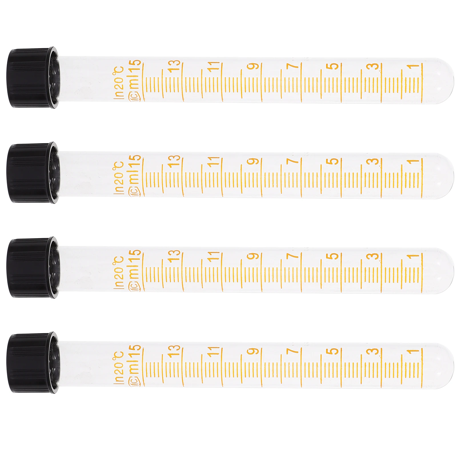 

4 Pcs Screw Test Tube Clear Tubes Lab Laboratory Supplies with Cover Graduated Storage Glass Mini Lids Equipment Vials