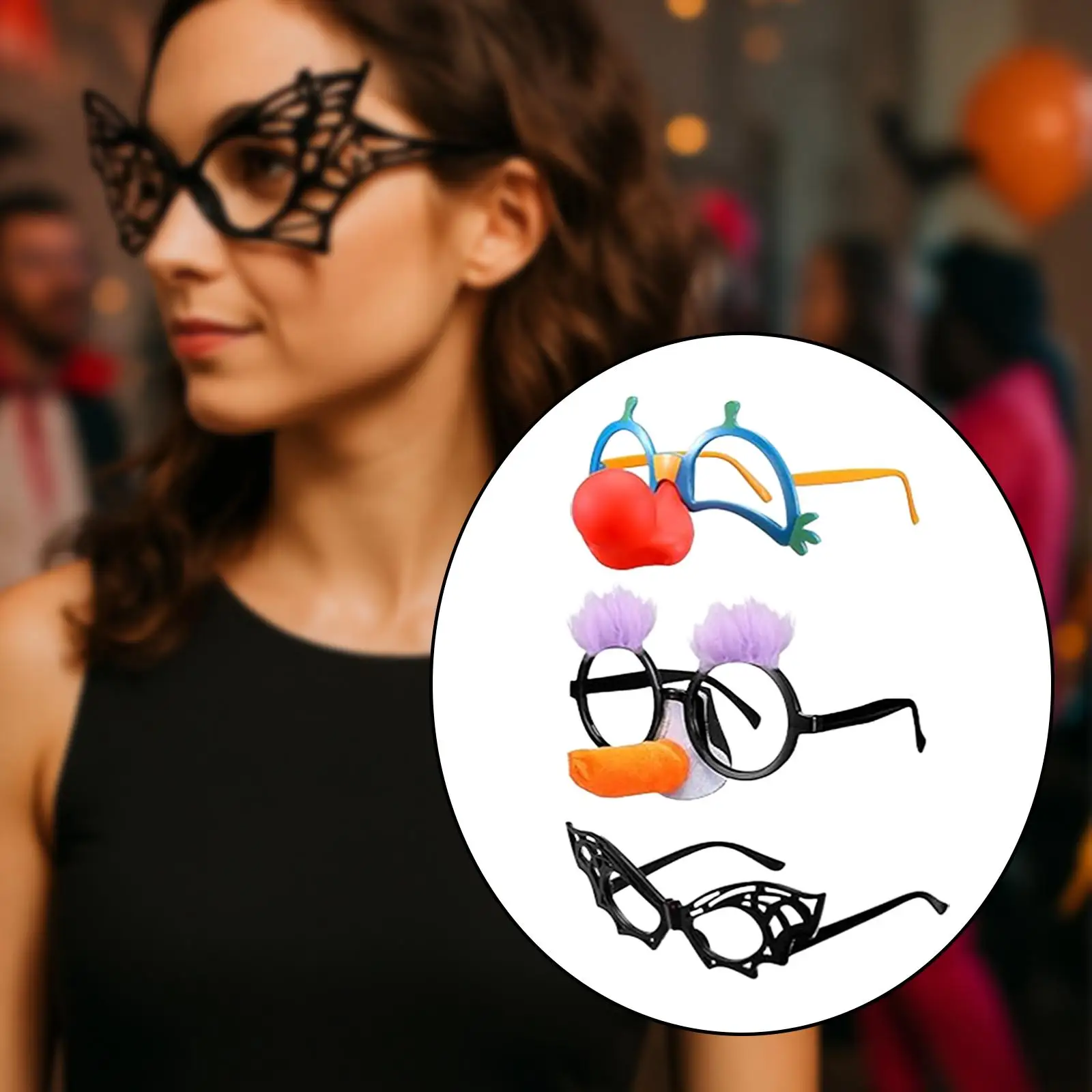 

3 пары очков для Хэллоуина, забавные очки для взрослых, забавные новые очки, сувениры для Хэллоуина, украшения, аксессуары, подарок