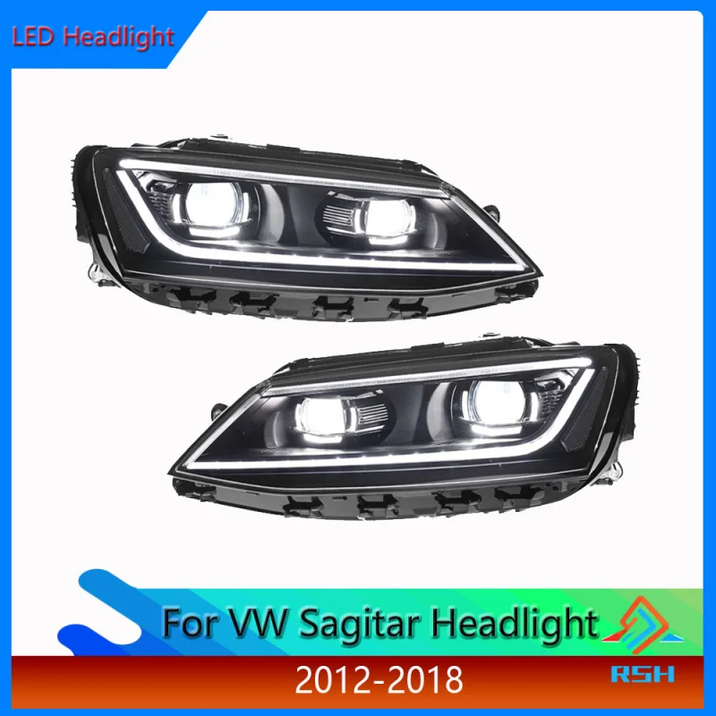 مصباح أمامي للسيارة لفولكس فاجن ساجيتار تجميع المصباح 2012-2018 مع ترقية مصباح تشغيل نهاري LED مسح أمامي #1